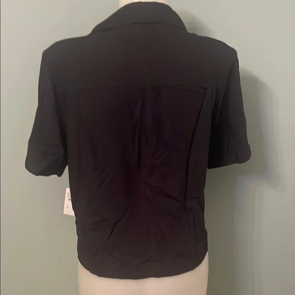 Abound Black Boxy Button Down Shirt with Notched Collar - Picture 3 of 7